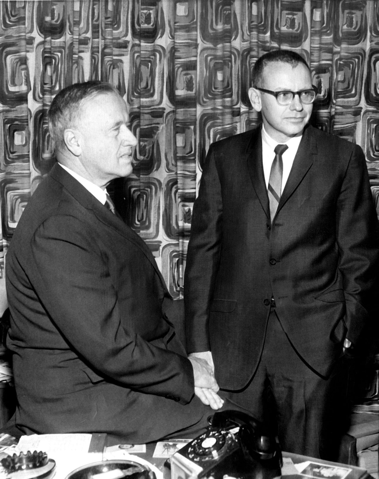 Jack D. Ringwalt, left, and Warren Buffett.&#xD;National Indemnity&#xD;March 12, 1957